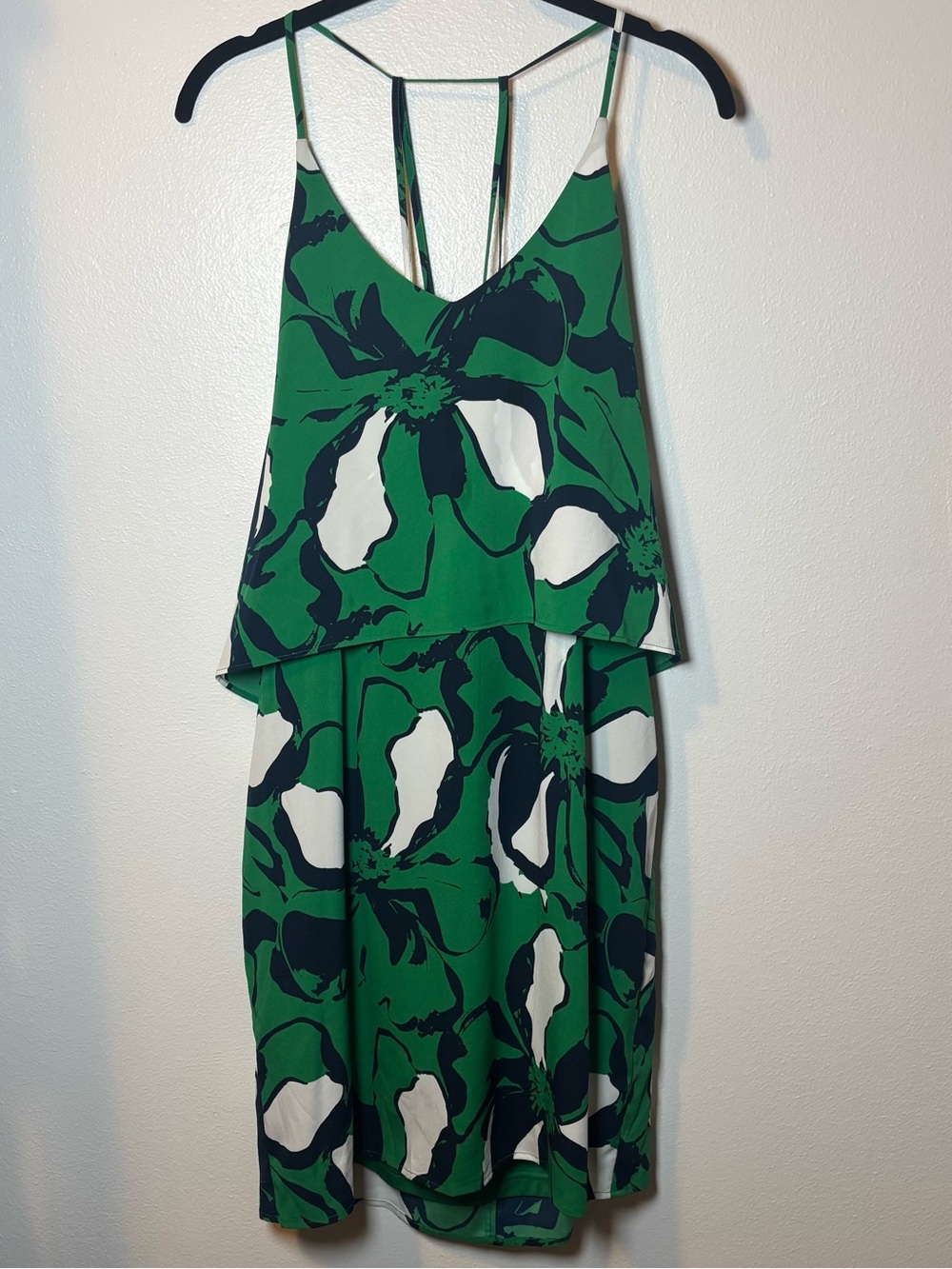 Banana Republic Green Floral Tiered Spaghetti-Strap Sundress